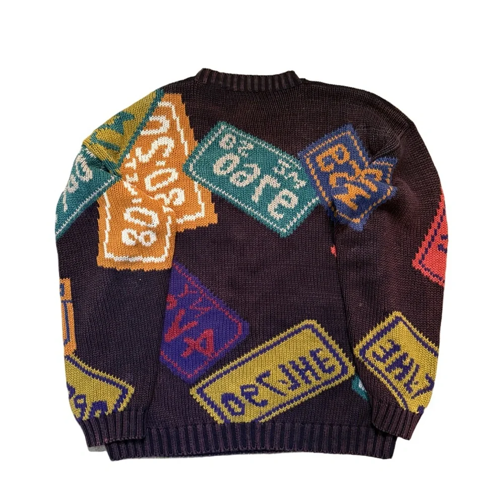 Vintage Perry Ellis America License Plate Knitted Sweater Multi L - Picture 3 of 4